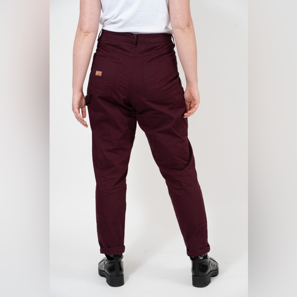 Peau De Loup Burgundy Carpenter Pants Upcycled Cotton Twill Straight Leg Size 16